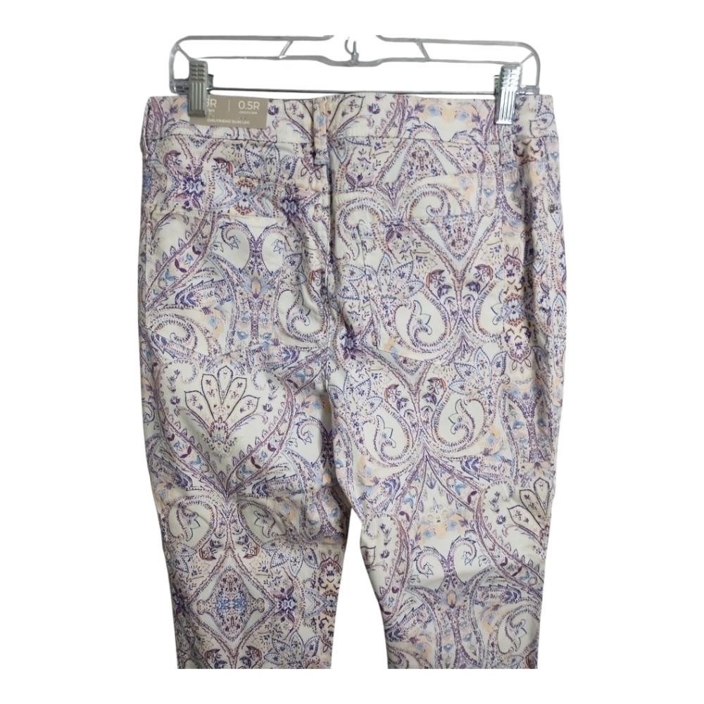 Chicos Girlfriend Sateen Paisley Slim Leg Crop Casual Office Preppy Party Pant 6 - Picture 6 of 10
